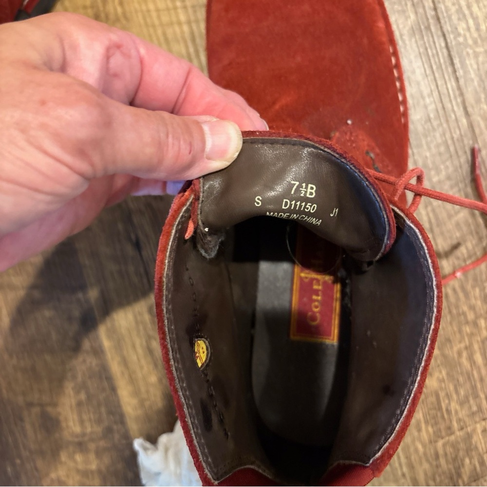 Cole Haan Burnt Red Suede Ankle Boots D11150 - Picture 2 of 5